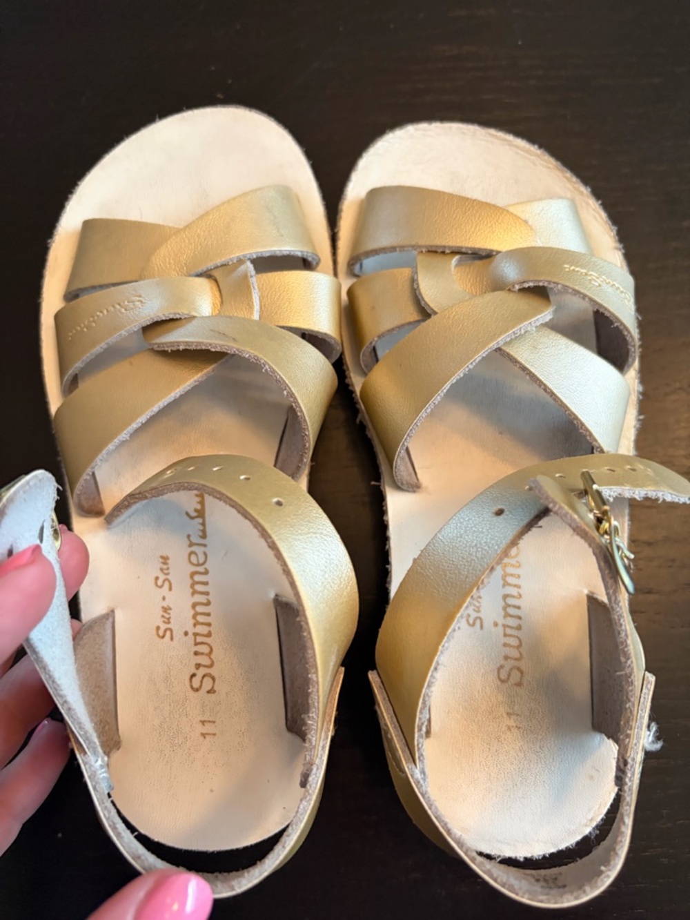 Sun-San Swimmer Sandals Gold Little Kid/Toddler Size 11